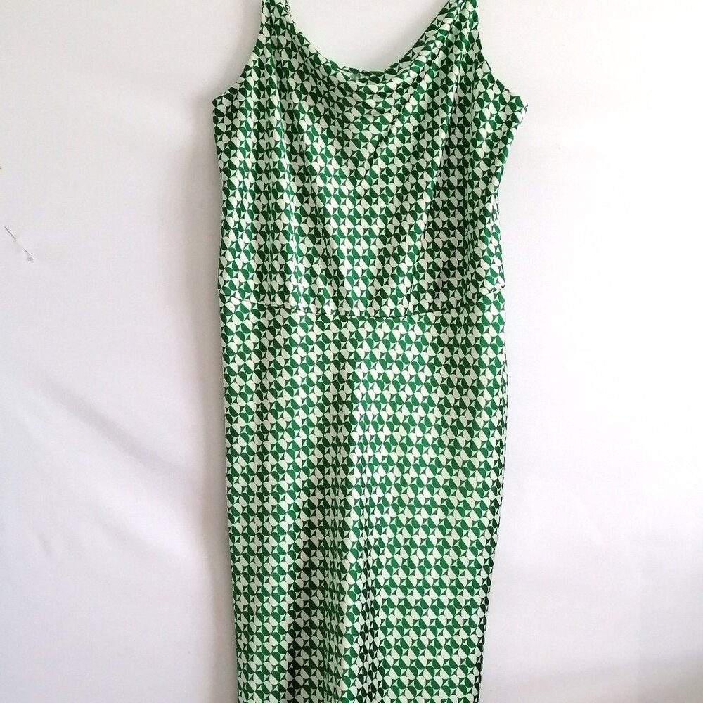 Ava & Viv Womens Green Sleeveless Witchy Geometric Print Slip Dress Size 1X